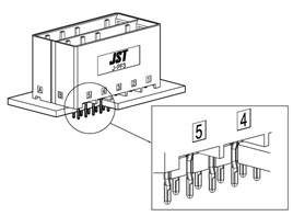 Schematic photo of JFA connector J-PF3 press fit type