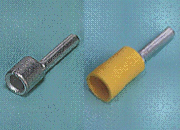 Close up image of DIN terminals/splices Pin terminal Non-insulated /Insulated