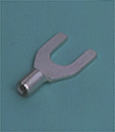 Close up image of DIN terminals/splices Spade tongue terminal Non-insulated