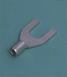 Close up image of DIN terminals/splices Spade tongue terminal Non-insulated